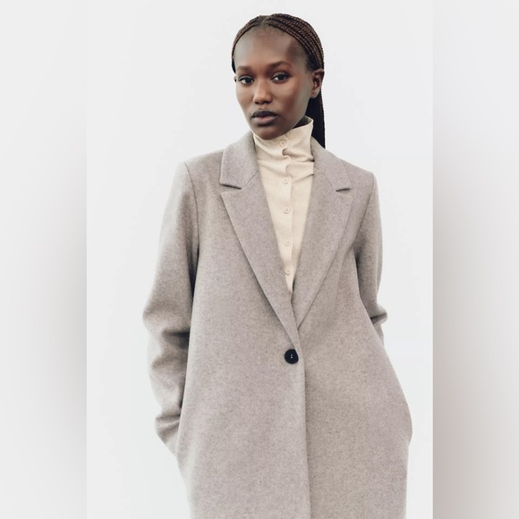 Zara Basic Soft Coat Front Button Beige Classic Trench Coat NWT Sz S - Picture 2 of 15